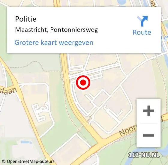 Locatie op kaart van de 112 melding: Politie Maastricht, Pontonniersweg op 14 april 2023 15:57