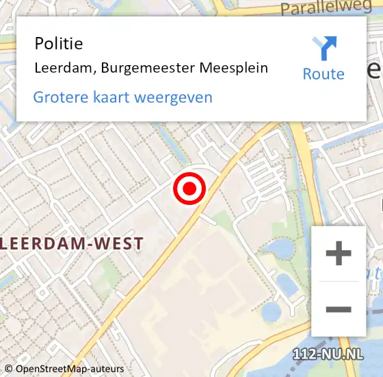 Locatie op kaart van de 112 melding: Politie Leerdam, Burgemeester Meesplein op 14 april 2023 16:00