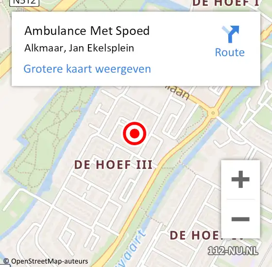 Locatie op kaart van de 112 melding: Ambulance Met Spoed Naar Alkmaar, Jan Ekelsplein op 14 april 2023 16:34