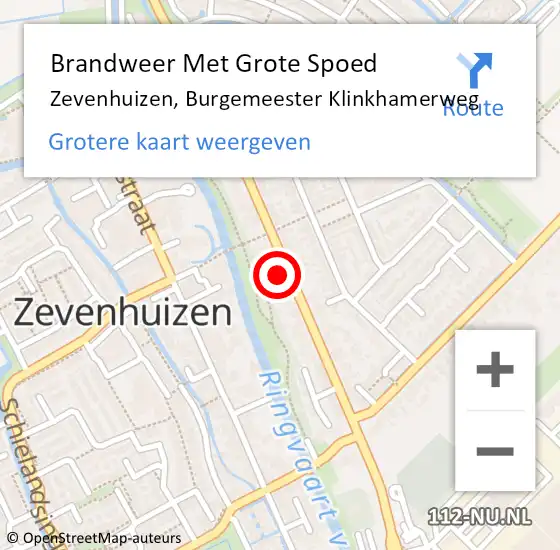 Locatie op kaart van de 112 melding: Brandweer Met Grote Spoed Naar Zevenhuizen, Burgemeester Klinkhamerweg op 14 april 2023 16:45