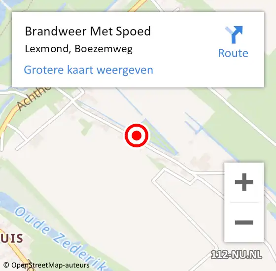 Locatie op kaart van de 112 melding: Brandweer Met Spoed Naar Lexmond, Boezemweg op 14 april 2023 16:48