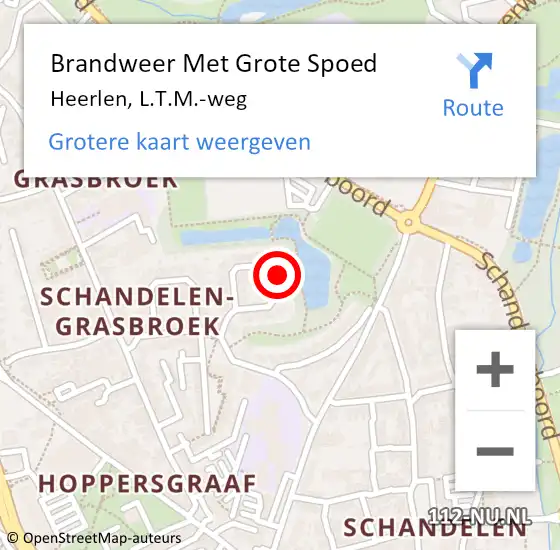 Locatie op kaart van de 112 melding: Brandweer Met Grote Spoed Naar Heerlen, L.T.M.-weg op 14 april 2023 17:25