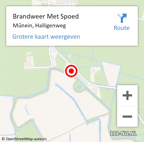 Locatie op kaart van de 112 melding: Brandweer Met Spoed Naar Mûnein, Halligenweg op 14 april 2023 17:27