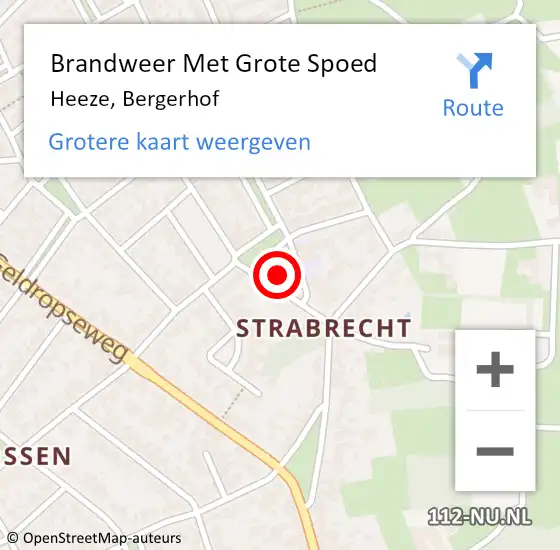 Locatie op kaart van de 112 melding: Brandweer Met Grote Spoed Naar Heeze, Bergerhof op 14 april 2023 17:29