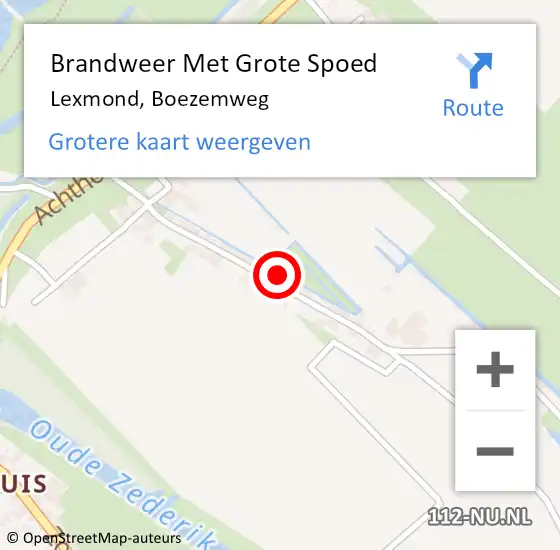 Locatie op kaart van de 112 melding: Brandweer Met Grote Spoed Naar Lexmond, Boezemweg op 14 april 2023 17:55