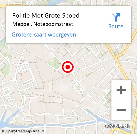 Locatie op kaart van de 112 melding: Politie Met Grote Spoed Naar Meppel, Noteboomstraat op 14 april 2023 18:03