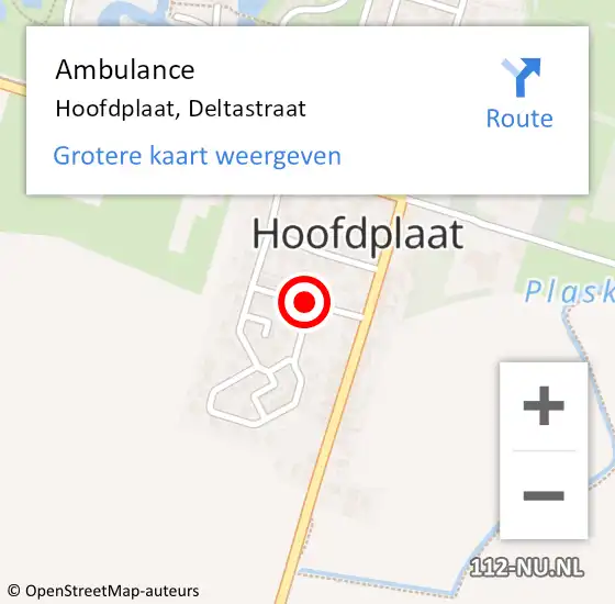 Locatie op kaart van de 112 melding: Ambulance Hoofdplaat, Deltastraat op 22 augustus 2014 10:30