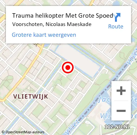 Locatie op kaart van de 112 melding: Trauma helikopter Met Grote Spoed Naar Voorschoten, Nicolaas Maeskade op 14 april 2023 18:11