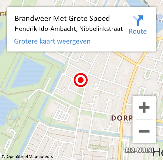 Locatie op kaart van de 112 melding: Brandweer Met Grote Spoed Naar Hendrik-Ido-Ambacht, Nibbelinkstraat op 14 april 2023 19:11