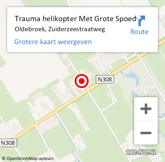 Locatie op kaart van de 112 melding: Trauma helikopter Met Grote Spoed Naar Oldebroek, Zuiderzeestraatweg op 14 april 2023 19:12