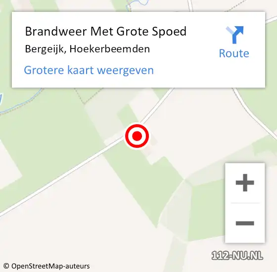 Locatie op kaart van de 112 melding: Brandweer Met Grote Spoed Naar Bergeijk, Hoekerbeemden op 14 april 2023 19:39