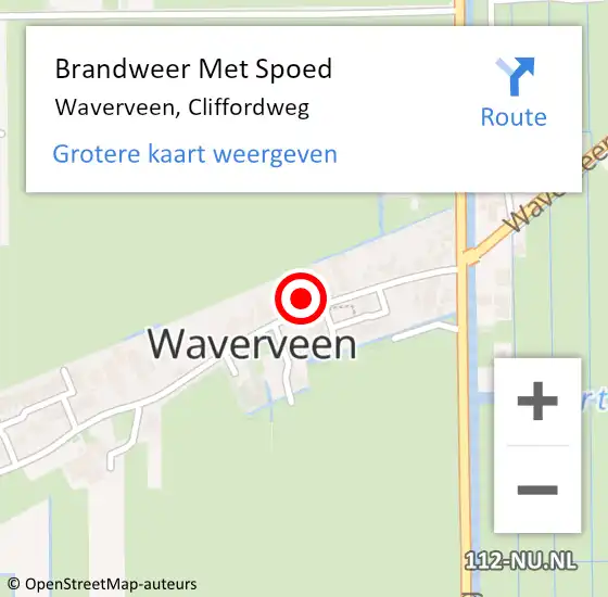 Locatie op kaart van de 112 melding: Brandweer Met Spoed Naar Waverveen, Cliffordweg op 14 april 2023 19:51