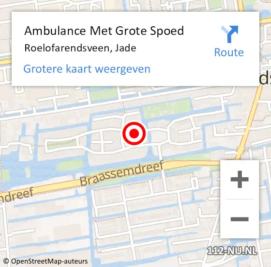 Locatie op kaart van de 112 melding: Ambulance Met Grote Spoed Naar Roelofarendsveen, Jade op 14 april 2023 20:22