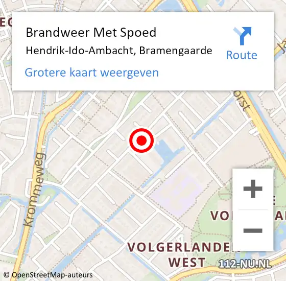 Locatie op kaart van de 112 melding: Brandweer Met Spoed Naar Hendrik-Ido-Ambacht, Bramengaarde op 14 april 2023 20:26