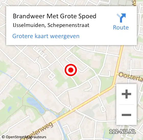 Locatie op kaart van de 112 melding: Brandweer Met Grote Spoed Naar IJsselmuiden, Schepenenstraat op 14 april 2023 20:41