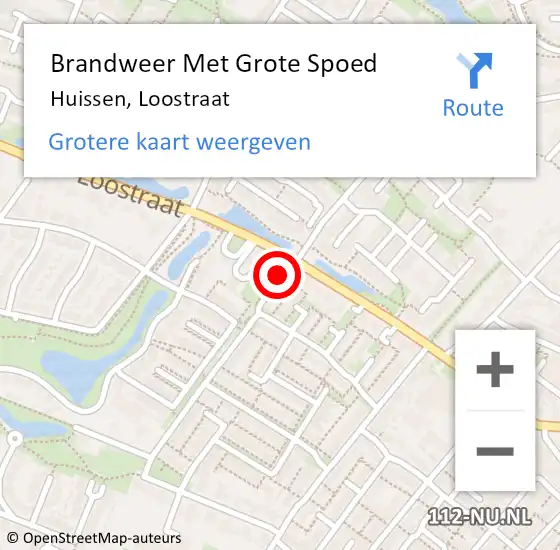 Locatie op kaart van de 112 melding: Brandweer Met Grote Spoed Naar Huissen, Loostraat op 14 april 2023 20:46