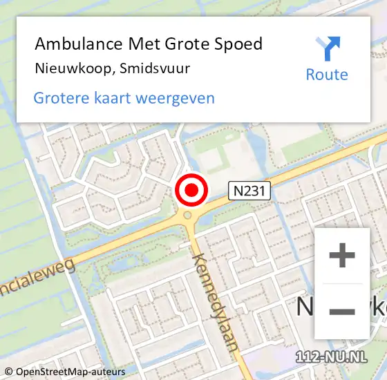 Locatie op kaart van de 112 melding: Ambulance Met Grote Spoed Naar Nieuwkoop, Smidsvuur op 14 april 2023 21:30