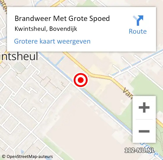 Locatie op kaart van de 112 melding: Brandweer Met Grote Spoed Naar Kwintsheul, Bovendijk op 14 april 2023 22:56