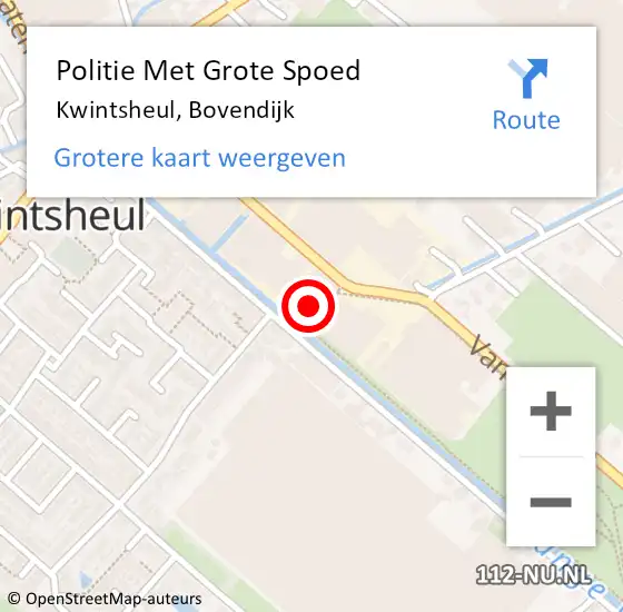 Locatie op kaart van de 112 melding: Politie Met Grote Spoed Naar Kwintsheul, Bovendijk op 14 april 2023 22:58