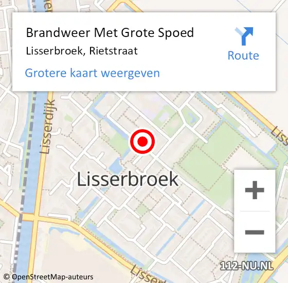 Locatie op kaart van de 112 melding: Brandweer Met Grote Spoed Naar Lisserbroek, Rietstraat op 14 april 2023 23:05