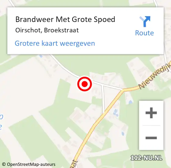 Locatie op kaart van de 112 melding: Brandweer Met Grote Spoed Naar Oirschot, Broekstraat op 14 april 2023 23:35