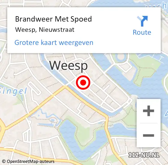 Locatie op kaart van de 112 melding: Brandweer Met Spoed Naar Weesp, Nieuwstraat op 15 april 2023 00:10