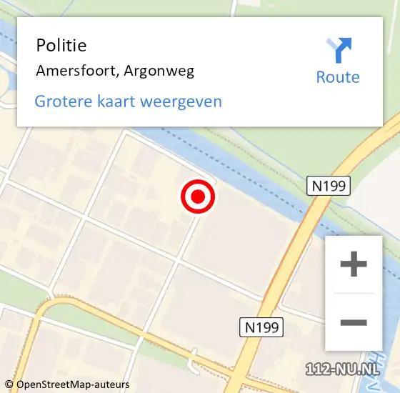 Locatie op kaart van de 112 melding: Politie Amersfoort, Argonweg op 15 april 2023 00:18