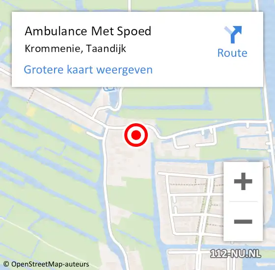Locatie op kaart van de 112 melding: Ambulance Met Spoed Naar Krommenie, Taandijk op 15 april 2023 00:22