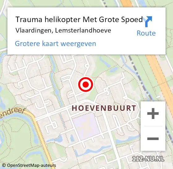 Locatie op kaart van de 112 melding: Trauma helikopter Met Grote Spoed Naar Vlaardingen, Lemsterlandhoeve op 15 april 2023 00:32