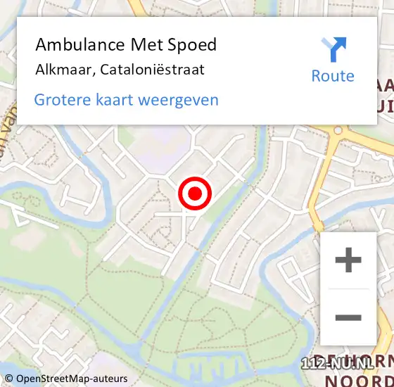 Locatie op kaart van de 112 melding: Ambulance Met Spoed Naar Alkmaar, Cataloniëstraat op 15 april 2023 00:36