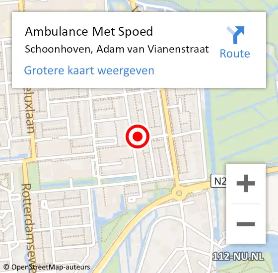 Locatie op kaart van de 112 melding: Ambulance Met Spoed Naar Schoonhoven, Adam van Vianenstraat op 15 april 2023 00:46