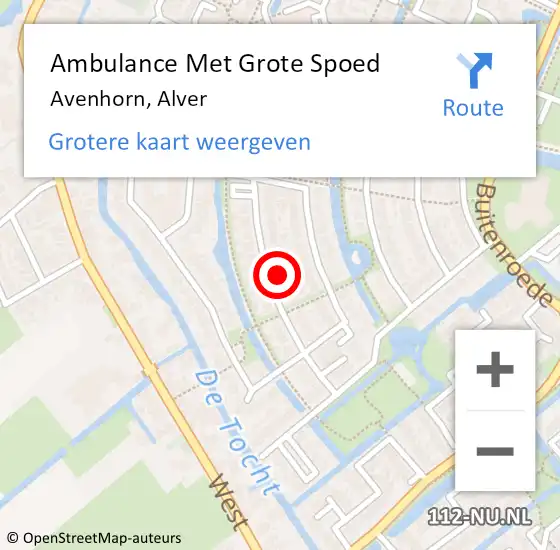 Locatie op kaart van de 112 melding: Ambulance Met Grote Spoed Naar Avenhorn, Alver op 15 april 2023 00:53