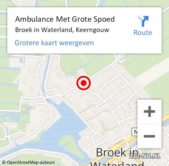 Locatie op kaart van de 112 melding: Ambulance Met Grote Spoed Naar Broek in Waterland, Keerngouw op 15 april 2023 00:59