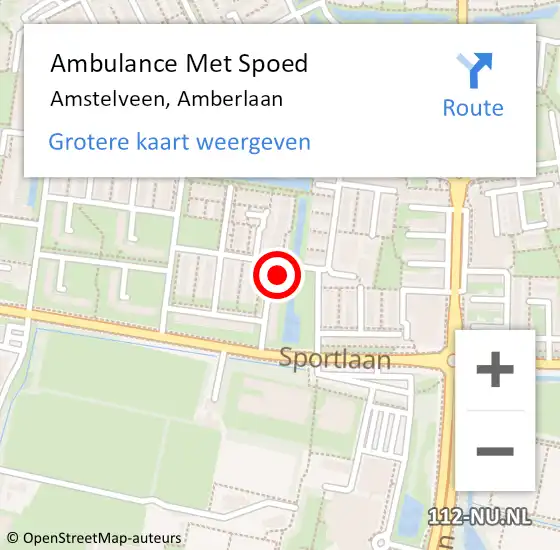 Locatie op kaart van de 112 melding: Ambulance Met Spoed Naar Amstelveen, Amberlaan op 15 april 2023 01:50