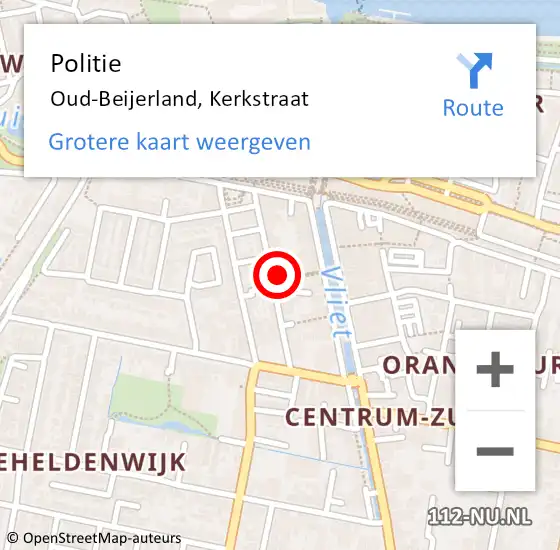 Locatie op kaart van de 112 melding: Politie Oud-Beijerland, Kerkstraat op 15 april 2023 02:10