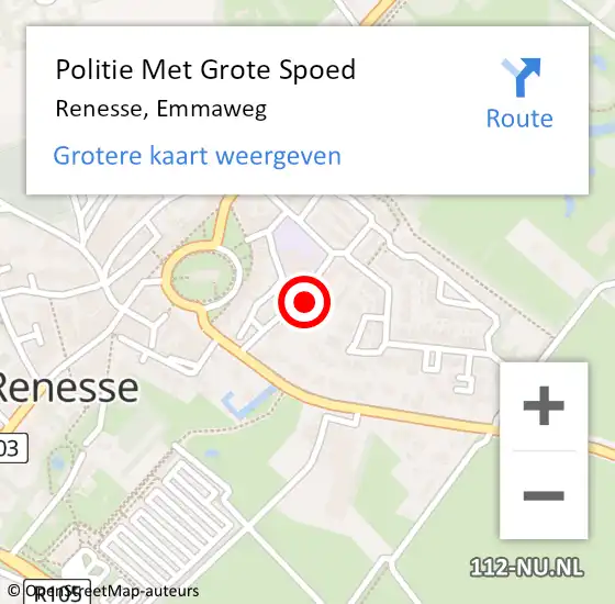 Locatie op kaart van de 112 melding: Politie Met Grote Spoed Naar Renesse, Emmaweg op 15 april 2023 03:48