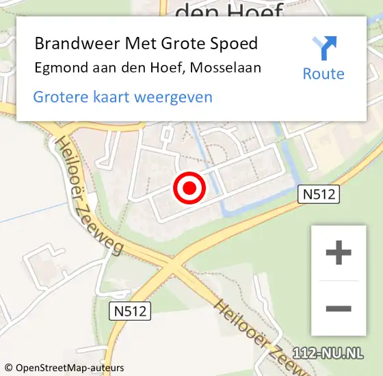 Locatie op kaart van de 112 melding: Brandweer Met Grote Spoed Naar Egmond aan den Hoef, Mosselaan op 15 april 2023 04:39