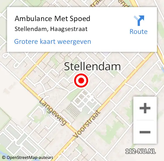 Locatie op kaart van de 112 melding: Ambulance Met Spoed Naar Stellendam, Haagsestraat op 15 april 2023 04:48