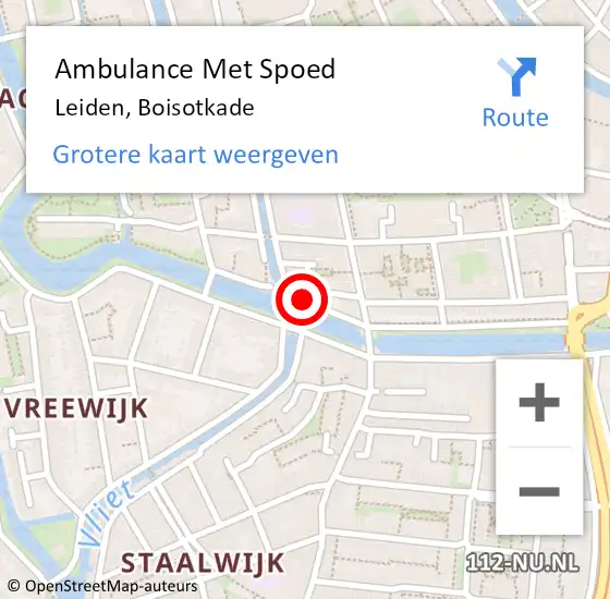 Locatie op kaart van de 112 melding: Ambulance Met Spoed Naar Leiden, Boisotkade op 15 april 2023 08:53