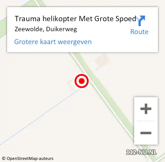 Locatie op kaart van de 112 melding: Trauma helikopter Met Grote Spoed Naar Zeewolde, Duikerweg op 15 april 2023 08:59