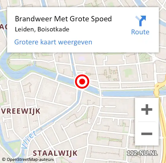 Locatie op kaart van de 112 melding: Brandweer Met Grote Spoed Naar Leiden, Boisotkade op 15 april 2023 09:07