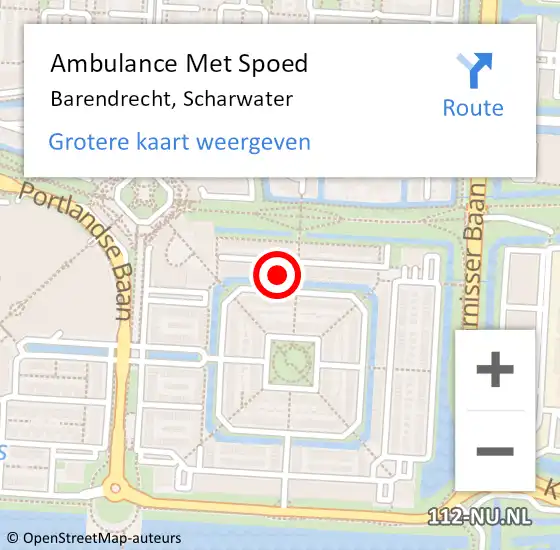 Locatie op kaart van de 112 melding: Ambulance Met Spoed Naar Barendrecht, Scharwater op 15 april 2023 09:18