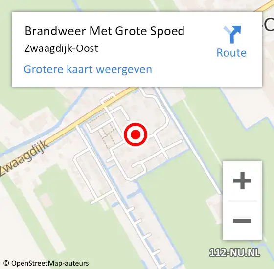 Locatie op kaart van de 112 melding: Brandweer Met Grote Spoed Naar Zwaagdijk-Oost op 15 april 2023 09:45