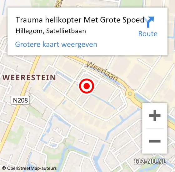 Locatie op kaart van de 112 melding: Trauma helikopter Met Grote Spoed Naar Hillegom, Satellietbaan op 15 april 2023 09:50