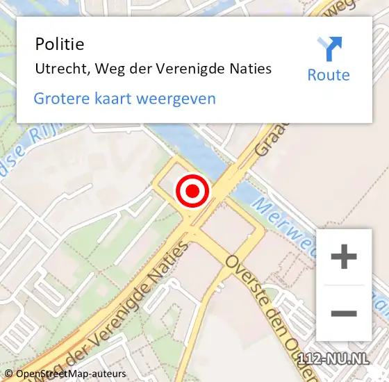 Locatie op kaart van de 112 melding: Politie Utrecht, Weg der Verenigde Naties op 15 april 2023 10:17