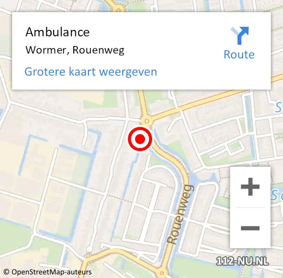 Locatie op kaart van de 112 melding: Ambulance Wormer, Rouenweg op 15 april 2023 10:29