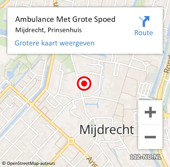 Locatie op kaart van de 112 melding: Ambulance Met Grote Spoed Naar Mijdrecht, Prinsenhuis op 15 april 2023 10:42