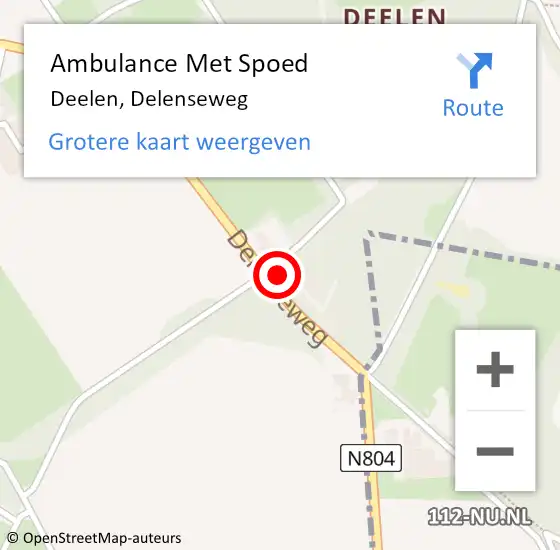 Locatie op kaart van de 112 melding: Ambulance Met Spoed Naar Deelen, Delenseweg op 22 augustus 2014 11:26