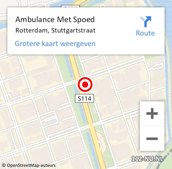 Locatie op kaart van de 112 melding: Ambulance Met Spoed Naar Rotterdam, Stuttgartstraat op 15 april 2023 11:09