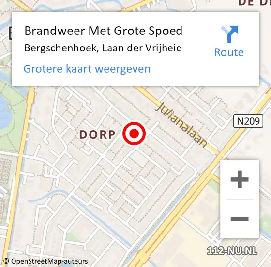 Locatie op kaart van de 112 melding: Brandweer Met Grote Spoed Naar Bergschenhoek, Laan der Vrijheid op 15 april 2023 11:19